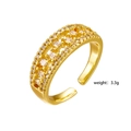 Anello aperto placcato oro con zirconi, peso 3,3g, design minimalista con intagli - Stile 264 (Singola Fila Bianco)