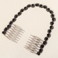 Silver bridal hair comb set with black rhinestones for weddings and evening events - Hs-j5897blk