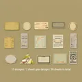 Vintage goudfolie stickers met 15 retro stempel ontwerpen voor DIY scrapbooking - Bries