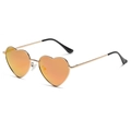 Retro heart-shaped sunglasses with gold metal frame and orange mirrored lenses - Gold Frame Red Mirror Lens C14