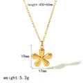 Minimalist 18k gold stainless steel flower necklace with polished five-petal pendant - Gold Flower Necklace Style (TN3332)