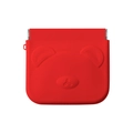 Mini red silicone storage pouch featuring embossed bear pattern with spring closure - Red