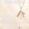 Golden titanium steel openable book necklace with heart engraving and daughter message - 64 Two-tone Pinky Swear Daughter Style