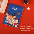 Blue Christmas notebook with reindeer and bear illustration, 20.5x14cm size - Christmas A5 Stitched Notebook - Reindeer