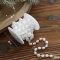 3M Iridescent plastic bead chain garland 1.1cm beads on white spool for Xmas tree decor - 1.1cm Iridescent Round Beads / 3m