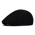 Classic black wool felt beret flat cap with warm thick texture for autumn and winter - One Size Adjustable / Black 2