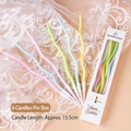 Set of 6 spiral rainbow birthday candles in macaron colors with plastic bases, 15.5cm long - Curly Candle Multi-color