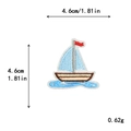 Embroidered sailboat patch with light blue sails and size markings 4.6cm x 4.6cm - GZ-2547