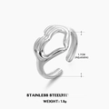 Minimalist silver stainless steel open heart hands ring with adjustable 1.7cm band size - Hands Enclosed Heart Style (ZN031S) / Steel