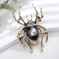Spilla a ragno creativa in oro vintage con gemma grigia sfaccettata e dettagli di strass - Ragno Nero (XZ5-317-2蜘蛛黑色)