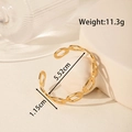 18K gold plated stainless steel open bangle with minimalist oval link chain texture - Continuous Oval Link
