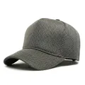 Dunkelgraue atmungsaktive Mesh-Baseballkappe mit hoher Krone und festem Visier - Dunkelgrau
