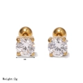 Schitterende 4mm zirkoon oorknopjes met gouden schroefsluiting en vierpootzetting - Type E Goud