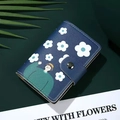 Compact dark blue floral card wallet with cute cartoon print and snap closure - Gentleman - 20 Slots