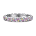 Elegant S925 sterling silver ring featuring colorful zircon stones in pink and blue - Multicolor Zircon Pavé Style (DY120803)