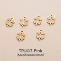 18K gold plated 8mm pink zircon lucky four-leaf clover charms for DIY jewelry - Four-leaf Clover (8mm) / Pink