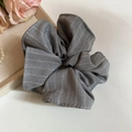 Elegant grey striped fabric scrunchie with soft pleats and vintage aesthetic design - Grey Stripe Fabric (35#)