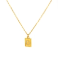 Collar de acero inoxidable chapado en oro 18k con colgante cuadrado letra D y circonitas - Letra D(S-N150-D)