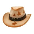 Western cowboy jazz hat with brown star patterns and bull head metal buckle decoration - One Size (M Peach Star) / Beige (Golden Bull Head)