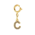 Gold stainless steel letter C pendant with sparkling zircons for DIY necklaces - Letter Pendant-C