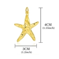 Detailed dimensions of golden starfish pendant measuring 4cm by 3cm with metal texture - Golden Starfish Large (A0002501)