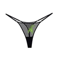 String en maille transparente noire avec broderie scorpion verte et fines bretelles - S/M / Noir Avec Scorpion Vert