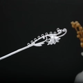 Silver lily of the valley hair pin with hollow geometric design and tassel rings - Lily of the Valley Floral Hollow Head (F20)