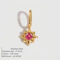 14K vergulde sterrenhanger met roze geboortesteen van juli en zirkonia versiering - Goud / Jul-Rozerood
