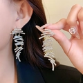 Elegant silver tassel earrings with cascading cubic zirconia layered wave fringe design - Luxury Wavy Multi-layer Full Diamond Tassel Style (42# Silver Earring Post - Gold)