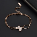 Elegant rose gold titanium steel double-layer butterfly bracelet with mother of pearl - Rose Gold