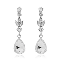 Boucles d'oreilles pendantes en argent avec cristaux en feuille et gouttes d'eau - Argent (Clip-on)