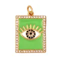 Goldener Anhänger mit grüner Emaille und Kristall-Evil-Eye-Anhänger für DIY-Schmuck - M915705-Green Grüner Rechteckiger Anhänger Mit Bösem Blick