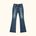 Jeans a zampa blu retrò classici con inserti a V e zip sul fondo della gamba - S / Blu Denim Retro