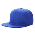 Casquette snapback à visière plate en coton bleu pour adultes et enfants sur fond blanc - Taille Unique Réglable (54-60cm) / Bleu