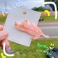 Detail of pink glittery cat-shaped hair clip made of acetate on display card - Starry Pink