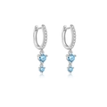 S925 sterling silver geometric hoop earrings with light blue round zircon stones - 925 Silver / Silver Blue