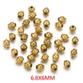 Golden 6.8x6mm stainless steel lantern beads for DIY jewelry making accessories - 6mm / Gold