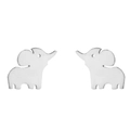 Cute elephant stud earrings in polished silver stainless steel for a minimalist look - Steel Color