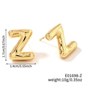 Golden balloon style letter Z stud earring with mirror finish and dimensions shown - Letter Z (E01698-Z)