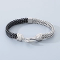 Men's two-tone black and silver stainless steel braided fish scale chain bracelet - Style A Silver + Matte Black (KB147894-KLHQ)