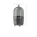 Rotating makeup brush holder with dustproof lid in translucent grey and silver finish - Transparent Gray Silver Dot Style