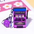 Miniature lucky slot machine keychain in purple and blue with a functional red handle - Purple + Purple Bell + Lobster Buckle / 1000 Minimum Order