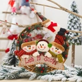 Ghirlanda natalizia in rattan con pupazzi di neve e targa Let It Snow decorativa - Ghirlanda Combinata Tre Pupazzi di Neve