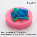 Pink silicone mold for rose flowers with finished 3D blue floral resin craft model - Style 3 / Pink