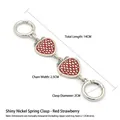 Strawberry bag chain extension accessory with red enamel charms and silver spring buckles - Silver Spring Buckle - Red Strawberry