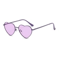 Retro heart-shaped sunglasses with purple metal frame and matching tinted lenses - Purple Frame Ocean Purple Lens 26