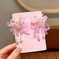 Fermagli per capelli a farfalla viola fatti a mano con nappe floreali per bambine - 5# Stile Fiocco Viola (5# Molletta per Capelli con Fiocco Viola 1 Paio)