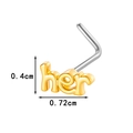 L-shaped nose stud with gold her letter design and polished silver stainless steel bar - her(0187-2#) / Gold