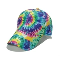 Colorful tie-dye baseball cap with vibrant spiral fireworks pattern and curved brim - M (56-58cm) / Blue Green Yellow Pink Tie-Dye Style (H)