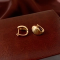 Vintage brushed gold hoops earrings with matte finish on rich brown leather surface - Brushed Oval Buckle (30# Gold-18K Plated Brushed Oval)
